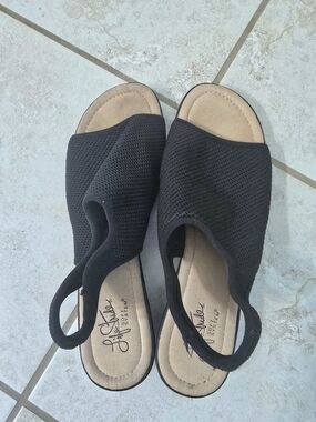 Life Stride Black Knit Slingback Mules